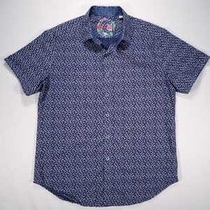 Robert Graham Altamont Bird Short Sleeve Shirt Men's Size Medium Excellent Cond